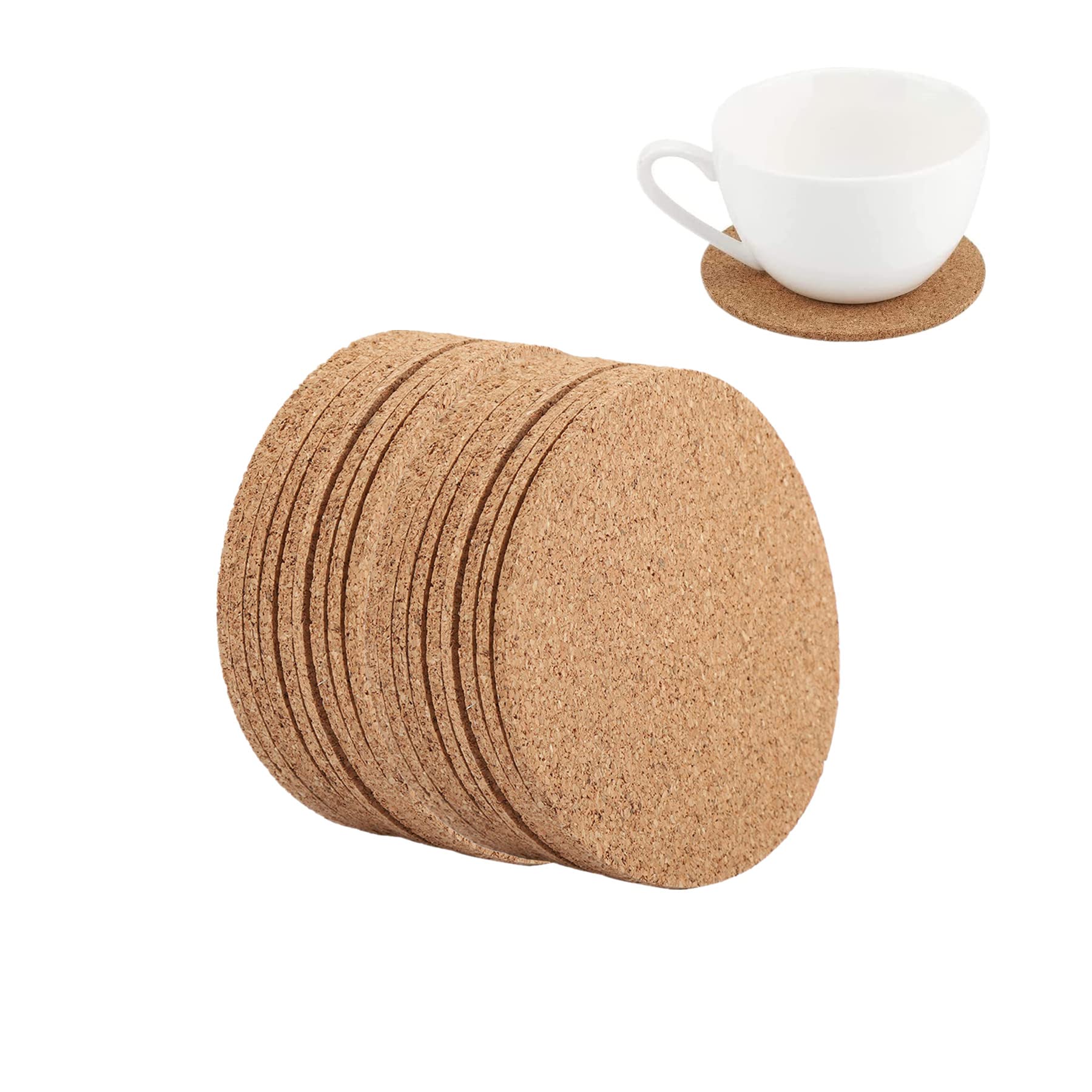 Natural Cork Coaster Wood Drink Coaster Tea Coffee Cup Mat Absorbent Tableware Pad for Home Bar Cafe Wedding Table Accessories(20pcs)