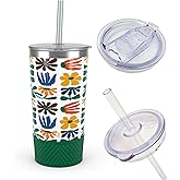 Biddlebee 20oz Insulated Tumbler with Straw and Slider Lids | Cute Stainless Steel Coffee Cup and Water Bottle with Silicone Boot | Gift for Women, Mom or Best Friend | Travel Mug Hot Cold