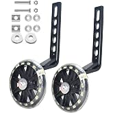 Mutetrain Flash Training Wheels for 12 14 16 18 20 Inch Kids Bike (Black) | Heavy‑duty thickened support, mute flash wheels, easy installation, safe balance helper for kids learning cycling