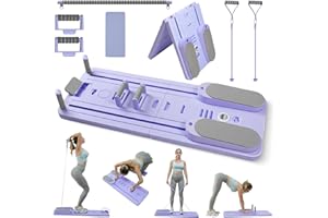 OHKANKI Upgraded Split Pilates Board-Pilates Reformer Set 6 in 1 Multifunctional Abdominal Fitness Board for Home Workout Equipment, Foldable Pilates Portable Reformer Machine, Ab Board Trainer for Women