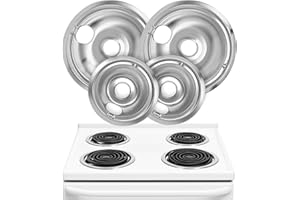 LINDA'S ESSENTIALS Electric Stove Drip Pans Set of 4 (2 x 6-Inch & 2 x 8-Inch) Replacement Stove Drip Pans for Electric Stove for GE & Hotpoint Ranges – Compatible with WB31T10010 & WB31T10011 Stove Burner Drip Pan