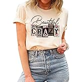 Beautiful Crazy Leopard Bleached T-Shirt Women Western Country Music Shirt Vintage Graphic Country Concert Tee Tops