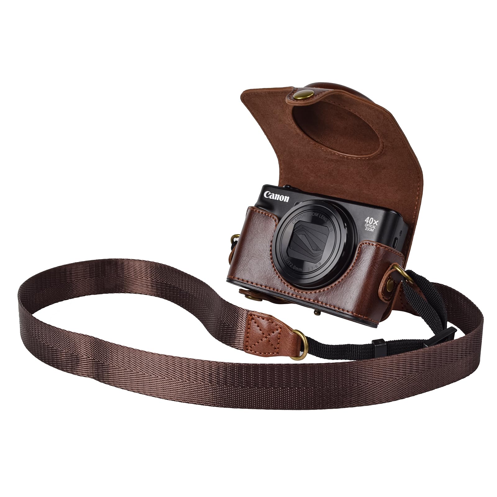 kinokoo Canon SX740 SX730 SX720 HS Case, PU Leather Camera Protective Case with Shoulder Strap for Canon PowerShot SX720 HS SX730 HS and SX740 HS Camera- - Coffee