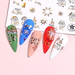 Holographic Christmas Nail Adhesive Sticker, Laser