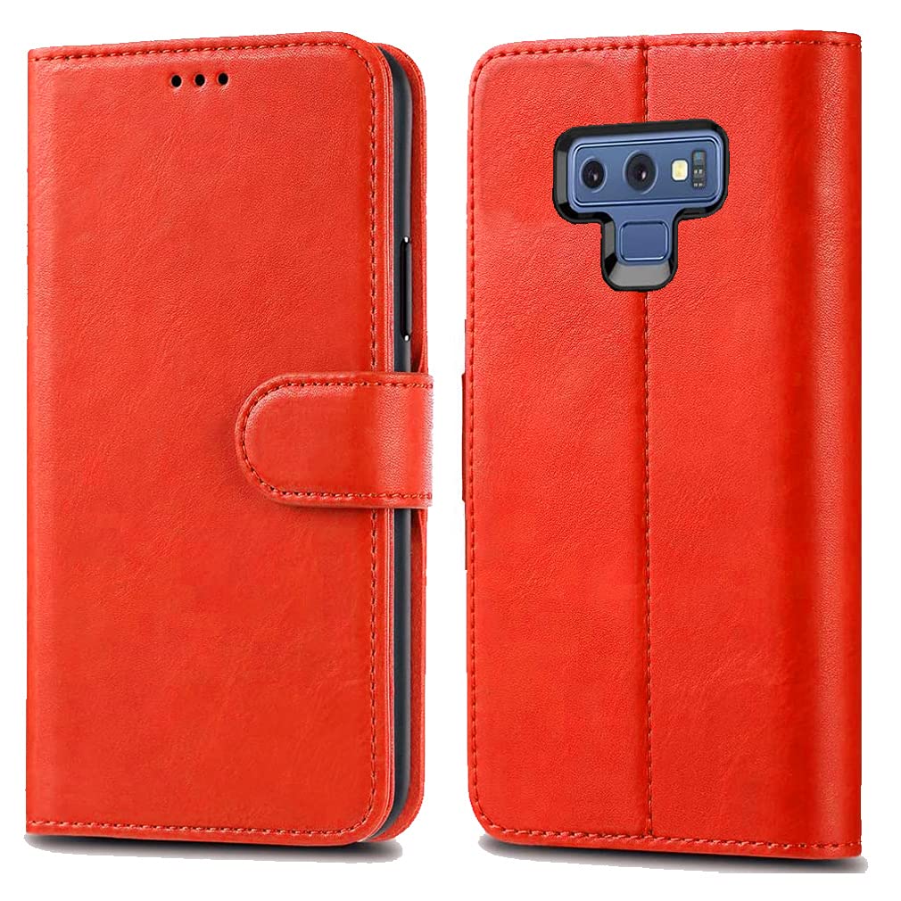 Samsung Galaxy Note 9 Cases - Premium Wallet Leather Flip Case Cover For Samsung Galaxy Note 9 [Card Holder] [Magnetic Closure] (Red)