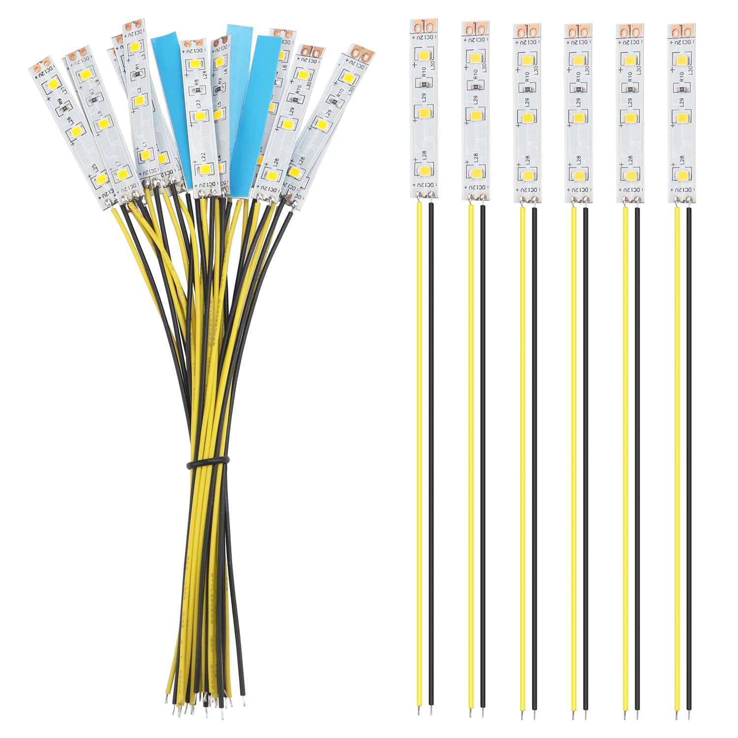 YIXISI 15 PCS 50mm Prewired Strip LED, 12V - 18V LED Strip Light, 2335 SMD LED Light, Yellow