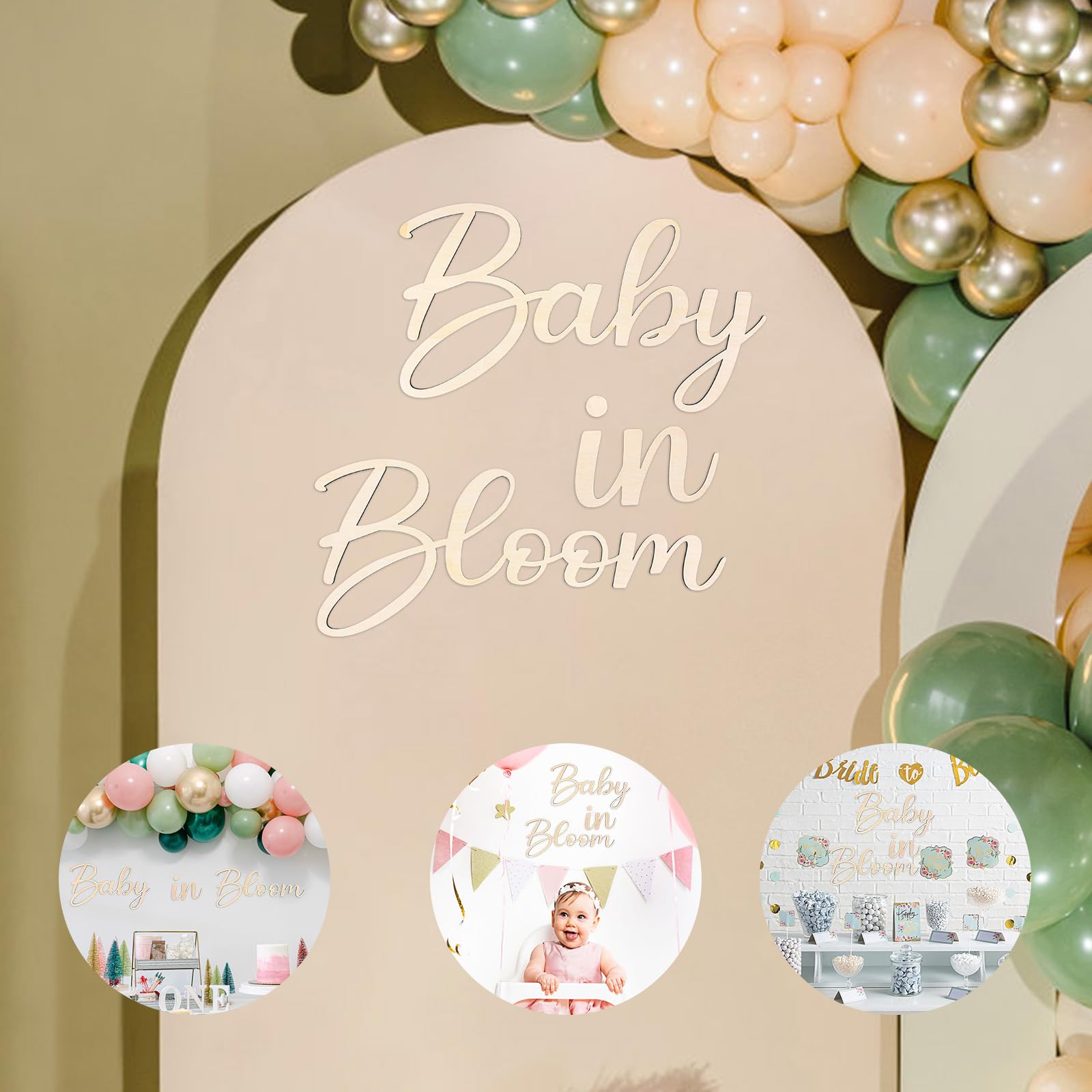 Baby Shower Party Decor Bloom, Baby in Bloom Wooden Sign Set Baby in Bloom Shower Decorations Gender Reveal Baby in Bloom Banner Baby in Bloom Backdrop for Boy Girl Party Ornament Photography