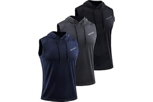 Neleus Men's Workout Tank Tops 3 Pack Sleeveless Running Shirts with Hoodie
