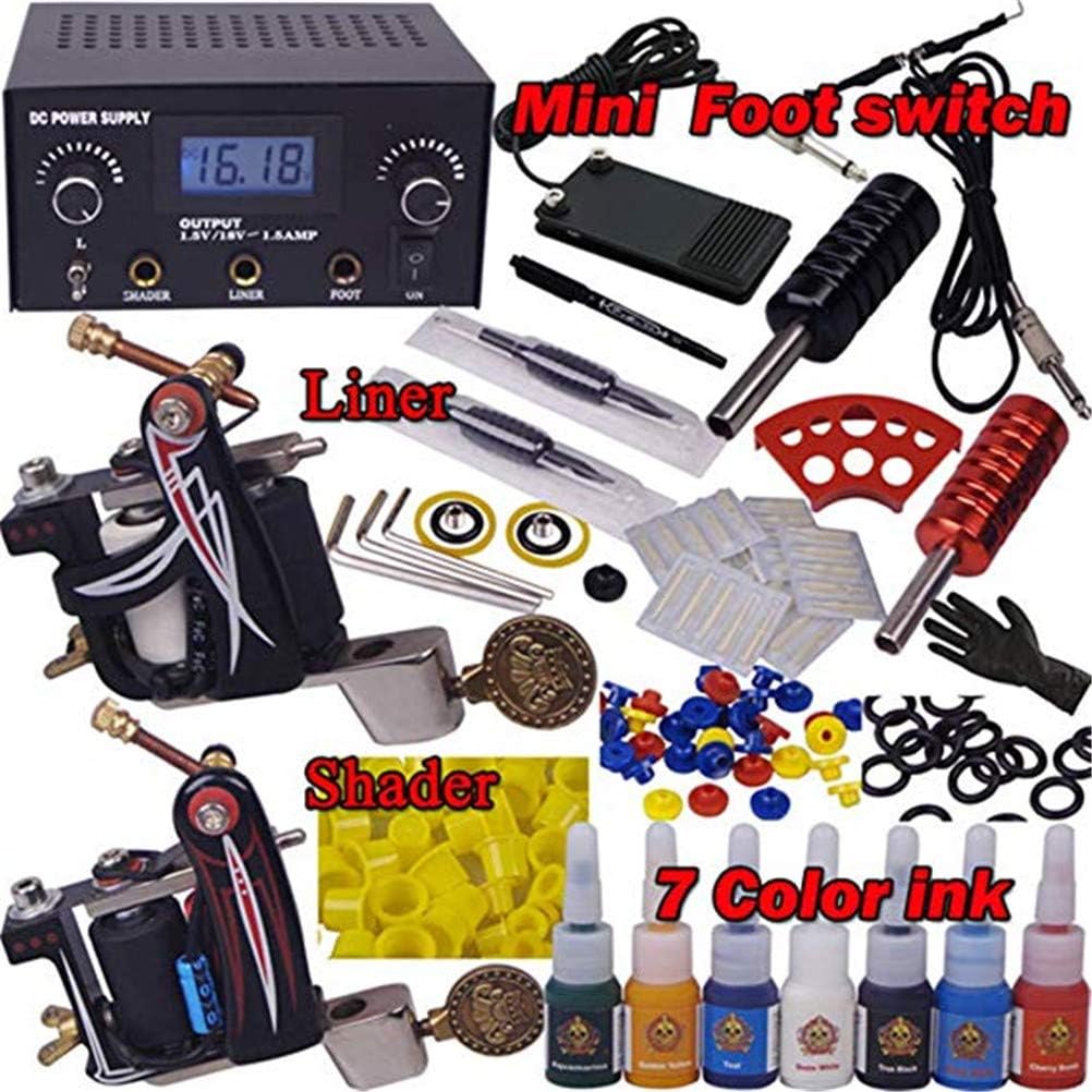 LXLLY Complete Tattoo Kit 2 Pro Extreme Rotary Machine Gun Power Supply Disposable Needles for Beginners and Artist