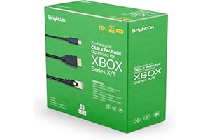 BrightOn Optimized Cable Package Compatible with Xbox Series X/S | 8K HDMI 2.1 HDR Black Cable 8K@60Hz/4K@120Hz | CAT 7 Super