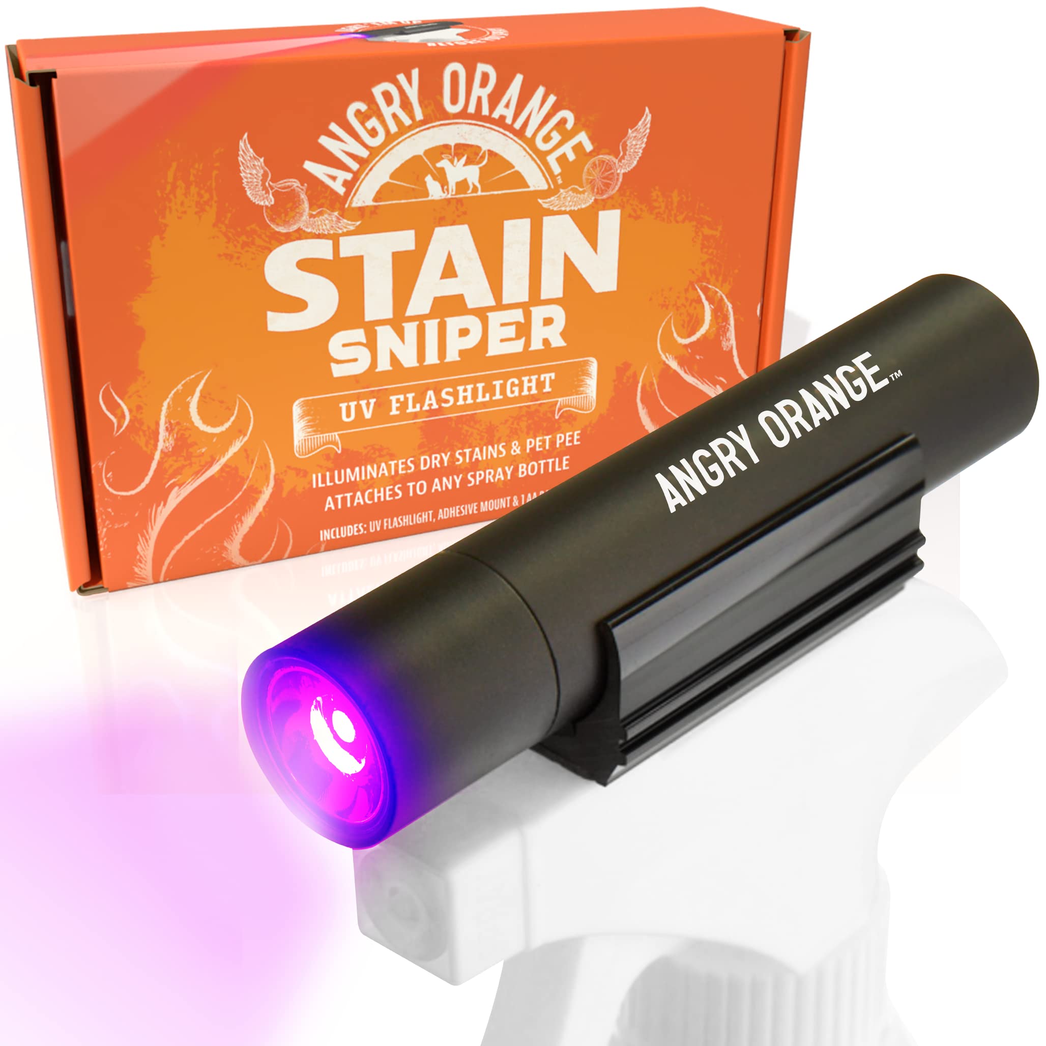 Photo 1 of ANGRY ORANGE UV Flashlight - LED Black Light Detector for Dry Dog Urine - Flashlights Make Stains Glow in The Dark with Ultraviolet Blacklight