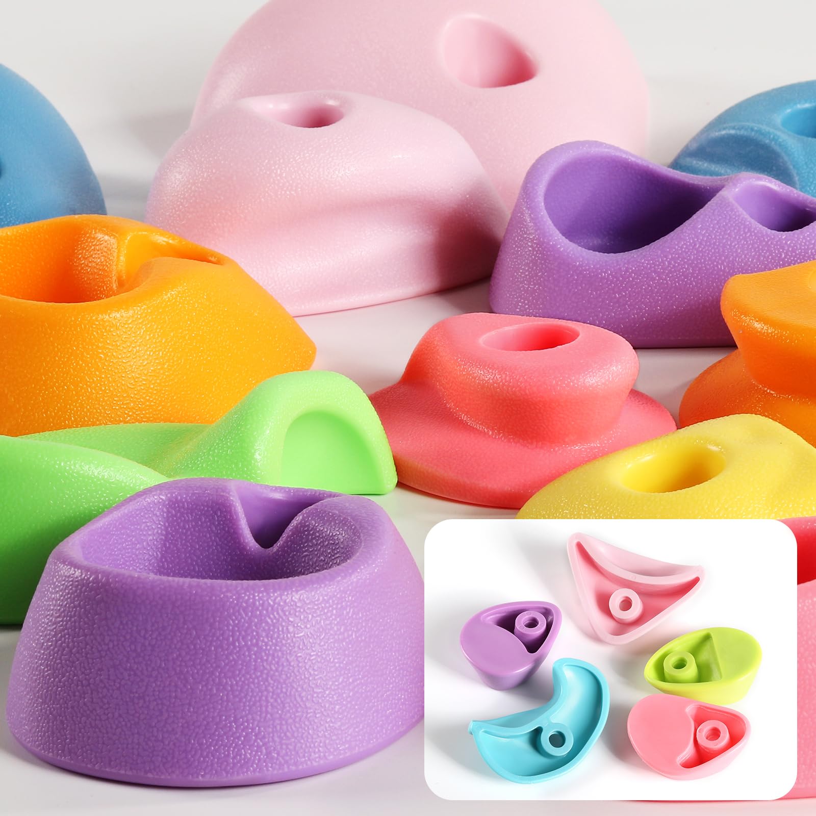 TOPNEW 32 Rock Climbing Holds Multi Size for Kids, Adult Rock Wall Holds Climbing Rock Wall Grips for Indoor and Outdoor Playground Play Set