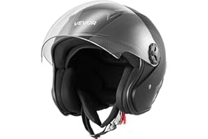 VEVOR Motorcycle Helmet, 3/4 Open Face, Adult Motocross Dirt Bike Helmet with Clear Visor, Comfortable Motorbike Racing Street with Detachable Liner for Men & Women, DOT Approved