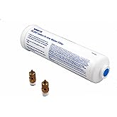 Watts Premier 20,000 Gallon Inline Water Filter with Two 1/4" Brass Connectors for Refrigerator, Ice Maker, RV, Camper, Water Cooler, Fountain, Reduces Bad Taste, Odors, Chlorine and Sediment