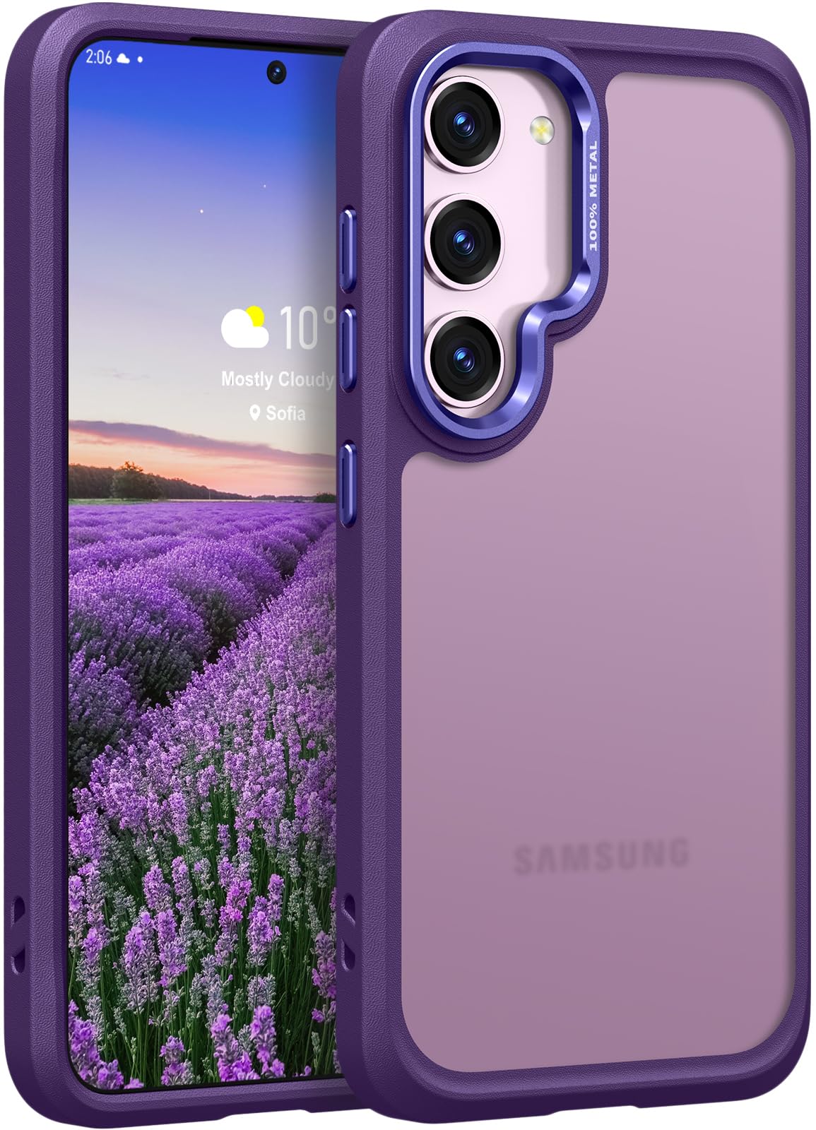 Rayboen for Samsung Galaxy S23 Plus Case, [Metallic Camera Lens] [Translucent Silky Touch PC Back] [Anti-Slip Soft Silicone Edge] Shockproof Durable Phone Cover for S23+ Plus, Matte Purple