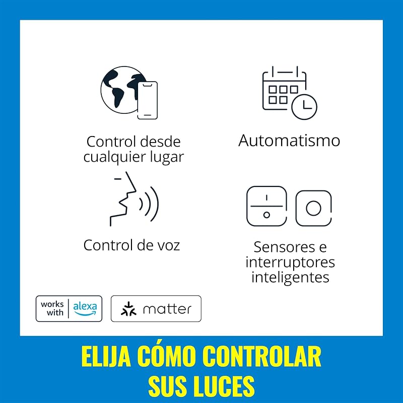 Foco Inteligente LED de cristal GU10, RGB, equivalente a 50 W, 2200-6500 K, 345 lm, regulable, compatible con Alexa, Google Assistant y Apple Home, 2 ud.