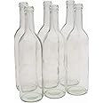 North Mountain Supply - W5CL6 750ml Glass Bordeaux Wine Bottle Flat-Bottomed Cork Finish - Case of 6 (W5 Clear/Flint)