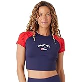 Nautica Women's Cropped Rashguard – Quick-Dry, UPF+, Swim Shirt, Pool, Beach, Hiking, Yoga, Volleyball