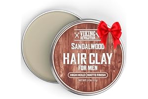 Viking Revolution Sandalwood Hair Clay for Men - Matte Finish Mens Hair Clay - Texturizing Clay Hair Product Men with Jojoba and Vitamin E - Clay Pomade for Men Effortless Hair Styling Cream (2 oz)