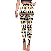Sister Amy Women's Halloween Pumpkin Skulls Printed Ankle Elastic Tights Legging Halloween