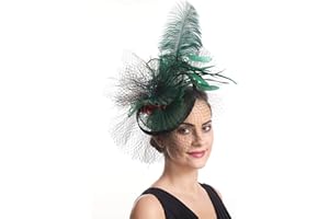 SAFERIN Fascinator for Women Hair Clip Hat Bowler Feather Flower Veil Wedding Party Hat Tea Hat