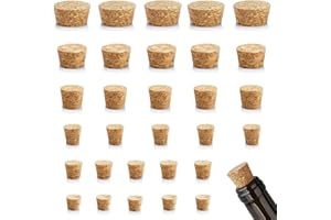 Grevosea 30 Pieces Wine Bottle Corks, Wooden Tapered Cork Plugs Wine Bottle Cork Stoppers Soft Wood Corks Replacement Corks for Wine Beer Bottles Jars DIY Crafts (6 Sizes)