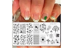 OCOUYVD St Patricks Day Nail Stamping Plate Spring Shamrock Nail Stamping Plates Irish March 17th Nail Decorations Polish Gel Nail Art Stamping Template Set Manicure Stencils Tool