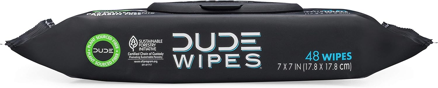 DUDE Wipes Flushable Wipes Dispenser (6 Packs, 48 Wipes Each), Unscented Wet Wipes with Vitamin-E & Aloe for at-Home Use, Septic and Sewer Safe: Computers & Accessories
