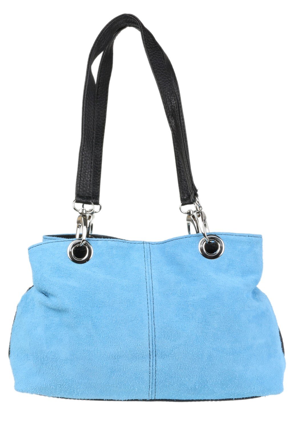 Girly Handbags Italian Suede Leather Shoulder Bag (Light Blue)