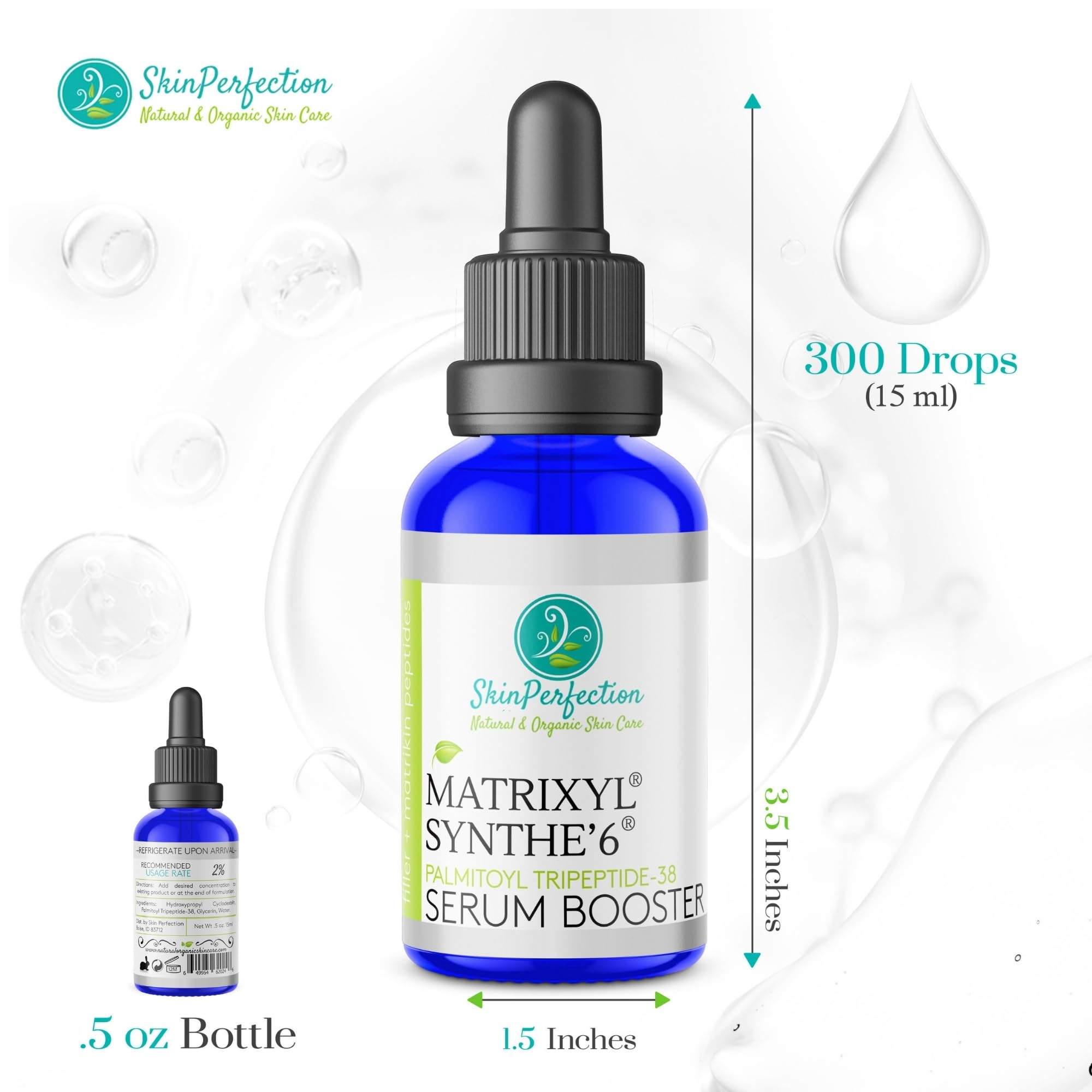 Skin Perfection Matrixyl Synthe 6 Palmitoyl Tetrapeptide 38 DIY Anti-Aging Serum Youth Boost Wrinkle Filler Crow's Feet Laugh Lines on Forehead S-6 6000 Skin Perfection .5 oz, 300 drops