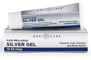 Antimicrobial Silver Gel By GeriCare| Wound Care Cream For Cuts Scrapes Minor Burns| Natural Topical Skin Healing Ointment| 55PPM Colloidal Silver Gel For Wound Dressing |Long-Lasting Protection|1.5oz