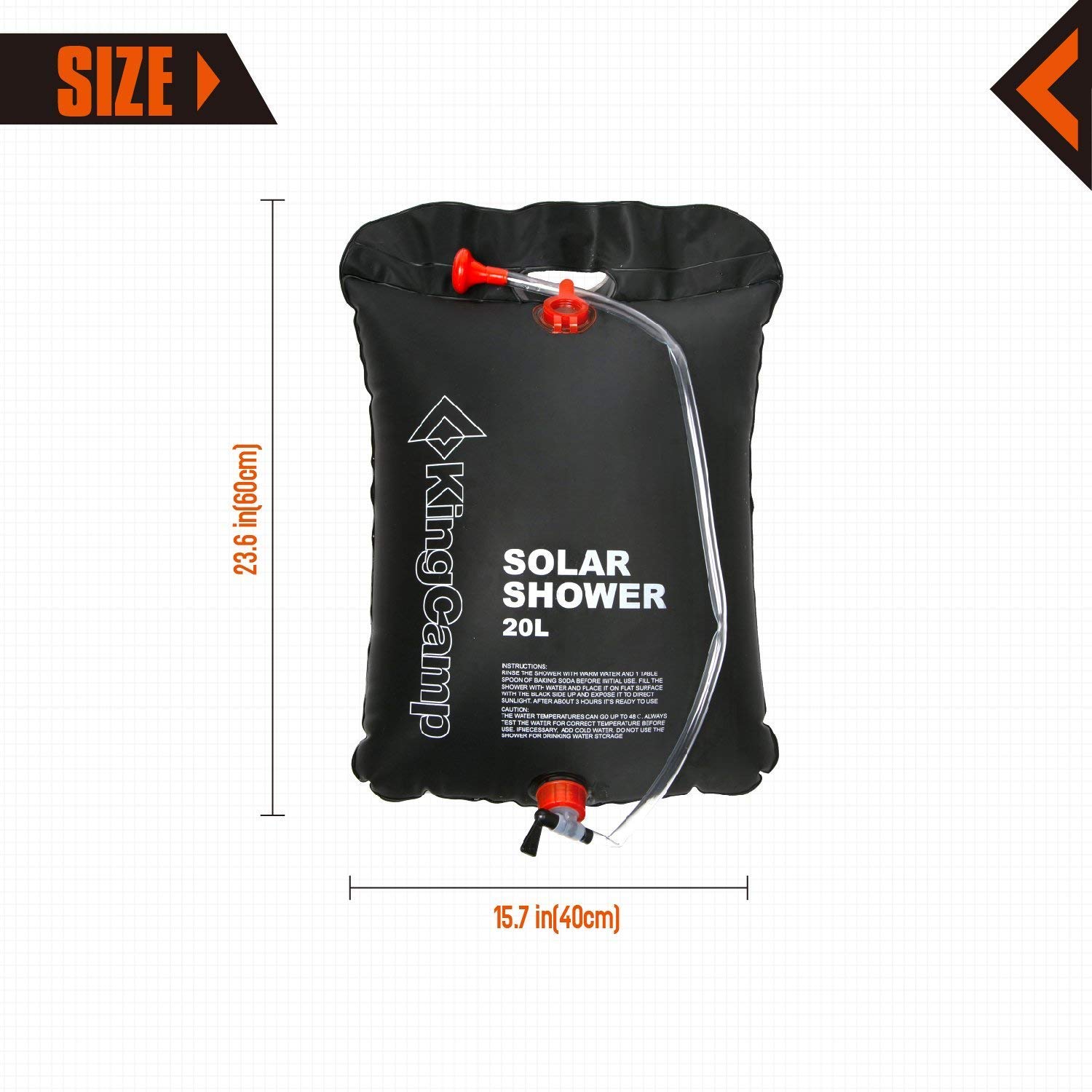 KingCamp Portable Outdoor Solar Shower Bag 20 Litre / 5.28 Gallon
