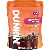 Dunkin&rsquo; Original Blend Medium Roast Ground Coffee, 30 Oz. Canister | Made with Arabica beans, rich &amp; smooth flavor, stay-fresh coffee canister, easy-drinking medium roast, great hot or iced