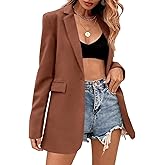 Febriajuce Women's Casual Long Sleeve Lapel Oversized Button Work Office Blazer Suit Jacket