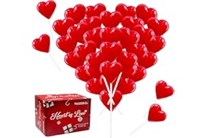 MXZGKCL 36 Pack Red Heart Shaped Hard Candy Lollipop Suckers Valentine's Day Heart Lollipops Candy Individually Wrapped Bulk, Rich Strawberry Flavor - Red Party Favors - Red Candies for Candy Buffet
