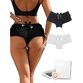 ohyeahlady Womens Sexy Mesh Ruffle Panties Cute Y2k Boy Short Panties for Women Lace Boyshort Cheeky Panty Briefs Underwear