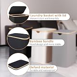 iEGrow 150L Large Laundry Basket with Lid and 2 Compartments Black view 5
