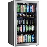 hOmeLabs Beverage Refrigerator and Cooler - 120 Can Mini Fridge with Glass Door for Soda Beer or Wine - Small Drink Dispenser