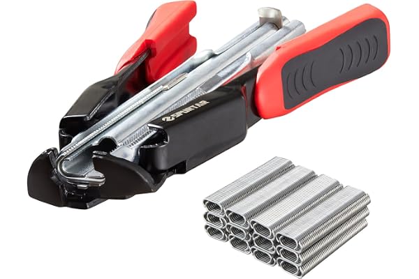 Spurtar Hog Ring Pliers Kit with 1200pcs 0.8'' Auto Feed Hog Rings | Spring-Loaded for Chicken Wire, Animal Fencing and Cagin