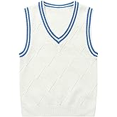 Mud Kingdom Boys and Toddlers' Uniform Cotton V-Neck Sweater Vest Knitted School
