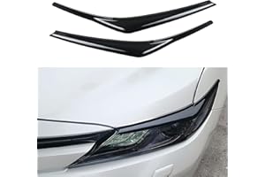 Bercicci 2PCS Headlight Lamp Cover Decoration Compatible with Toyota Camry 2024 2023 2022 2021 2020 2019 2018 (Include Hybrid) Accessories ABS Material Glossy Black Headlight Frame Bezels Decoration