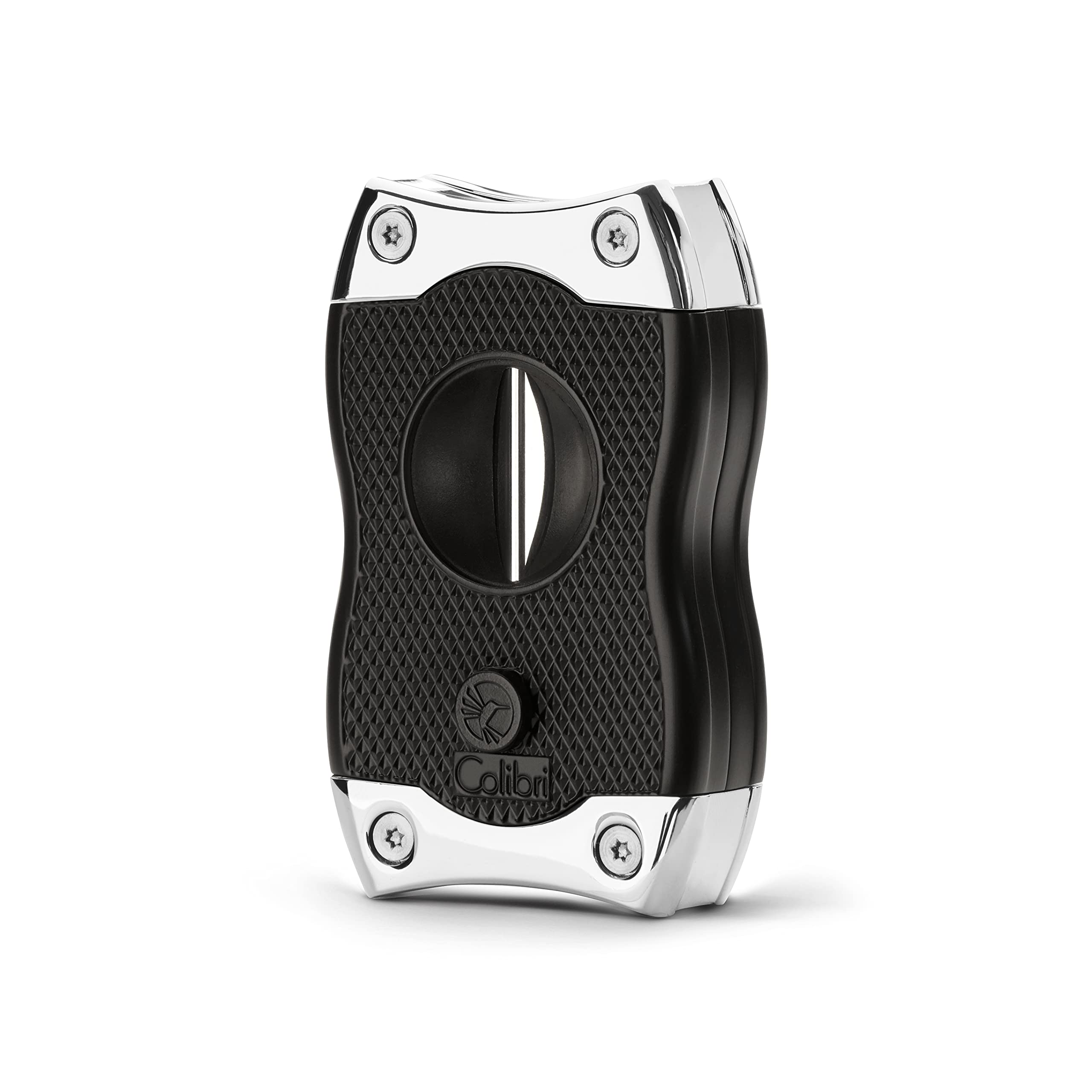 Colibri SV-Cut Cigar Cutter| Black with Chrome Accents |Spring Loaded Release | Deep 7mm V Cut and up-to 3mm Straight Cut | Up-to 68 Ring Gauge Cigars | Ergonomic Design
