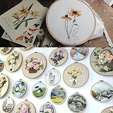LAMXD 4Pcs Bamboo Embroidery Hoop Set with Gold Eye Needles 4 Sizes 5.1-7.87 in view 5