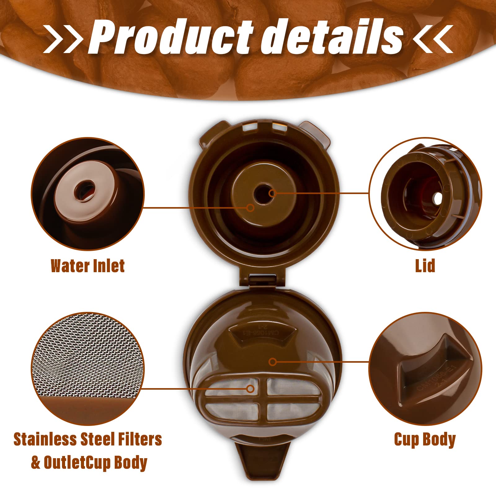 Single Serving Ground Coffee Brew Filter/Holder Basket for Hamilton beach flexbrew replacement parts 49957 49974 49976 49979 49957 49954 49947 49940 49950 49966 49968 Reusable coffee filter Brown (1)