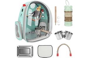 Rypet Bird Carrier Backpack Parrot Portable Breathable Bag Pet Bird Lightweight Travel Cage with Standing Perch and Stainless Steel Tray