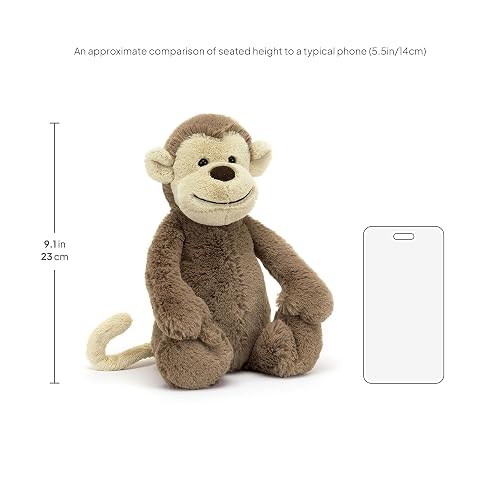 Jellycat Bashful Monkey Stuffed Animal, Medium 12 inches - Monkey