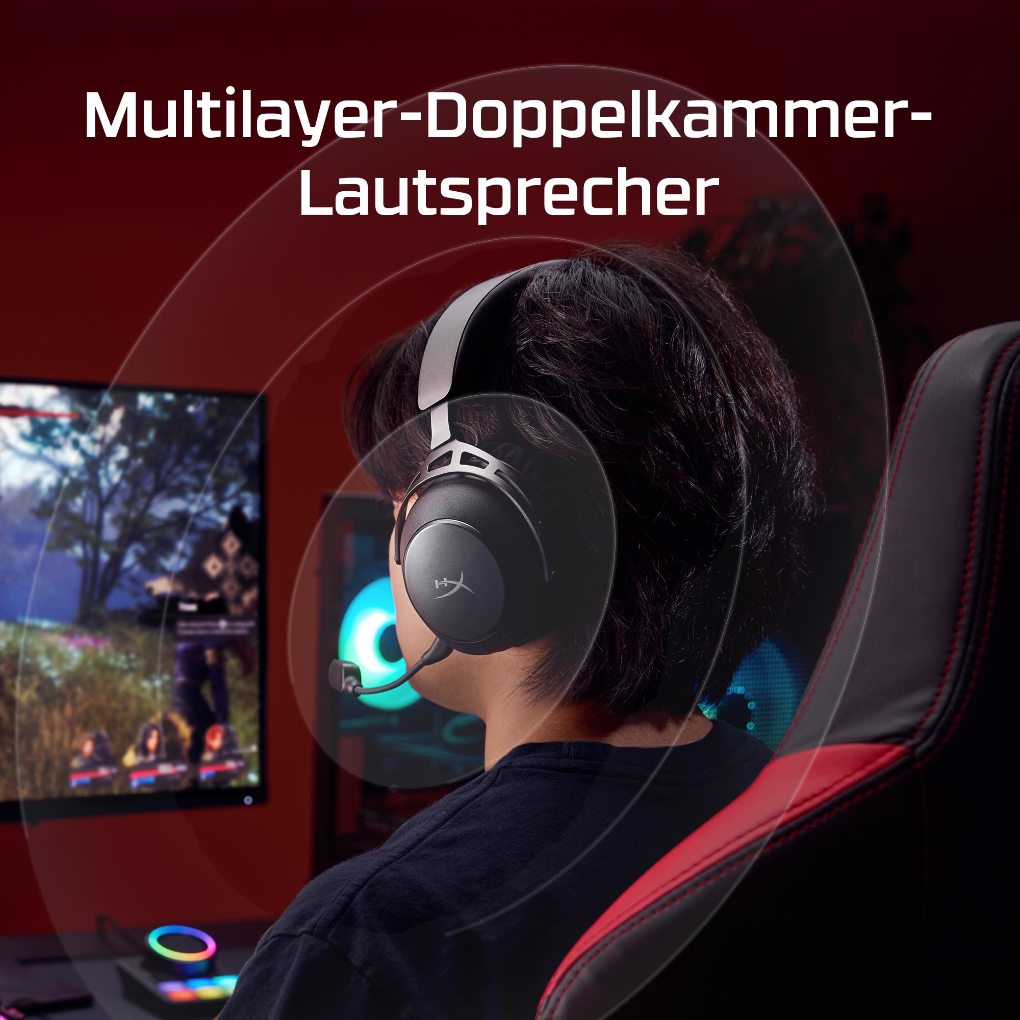 HyperX Cloud Alpha 2 Wireless Gaming Headset – 250 Std Akkulaufzeit, 53-mm-Doppelkammer-Treiber, Bluetooth & 2,4 GHz, RGB-Basisstation, Mikrofon, PC, PS5, PS4, Switch, Mobile, Schwarz 6