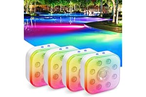 Vangue Premium Rechargeable Submersible Lights, 3 Lighting Modes LED Pool Lights for Inground Pool, IP68 Waterproof, Brightness Adjustable, Also Suitable for Hot Tubs, Showers, Ponds