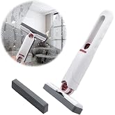 Mcbazel Portable Mini Cleaning Mop, Mini Sponge Mop, Wet and Dry Use Cleaning System, Mini Mop for Bathroom, Kitchen, Desktop, Glass, Living Room, Car (2 Sponge Head + 1 Squeeze Handle)