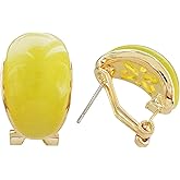 Navachi 18k Gold Plated Crystal Multicolor Created-Opal Rainbow Omega Back Earrings